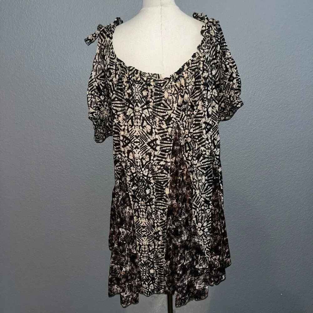 FREE PEOPLE Batik Tribal Flowy Boho Bohemian Flowy Baby Doll Dress - NWT - XS